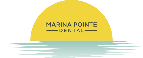 Marina pointe dental logo with sun and water