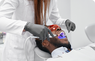 Dental procedure with patient in chair